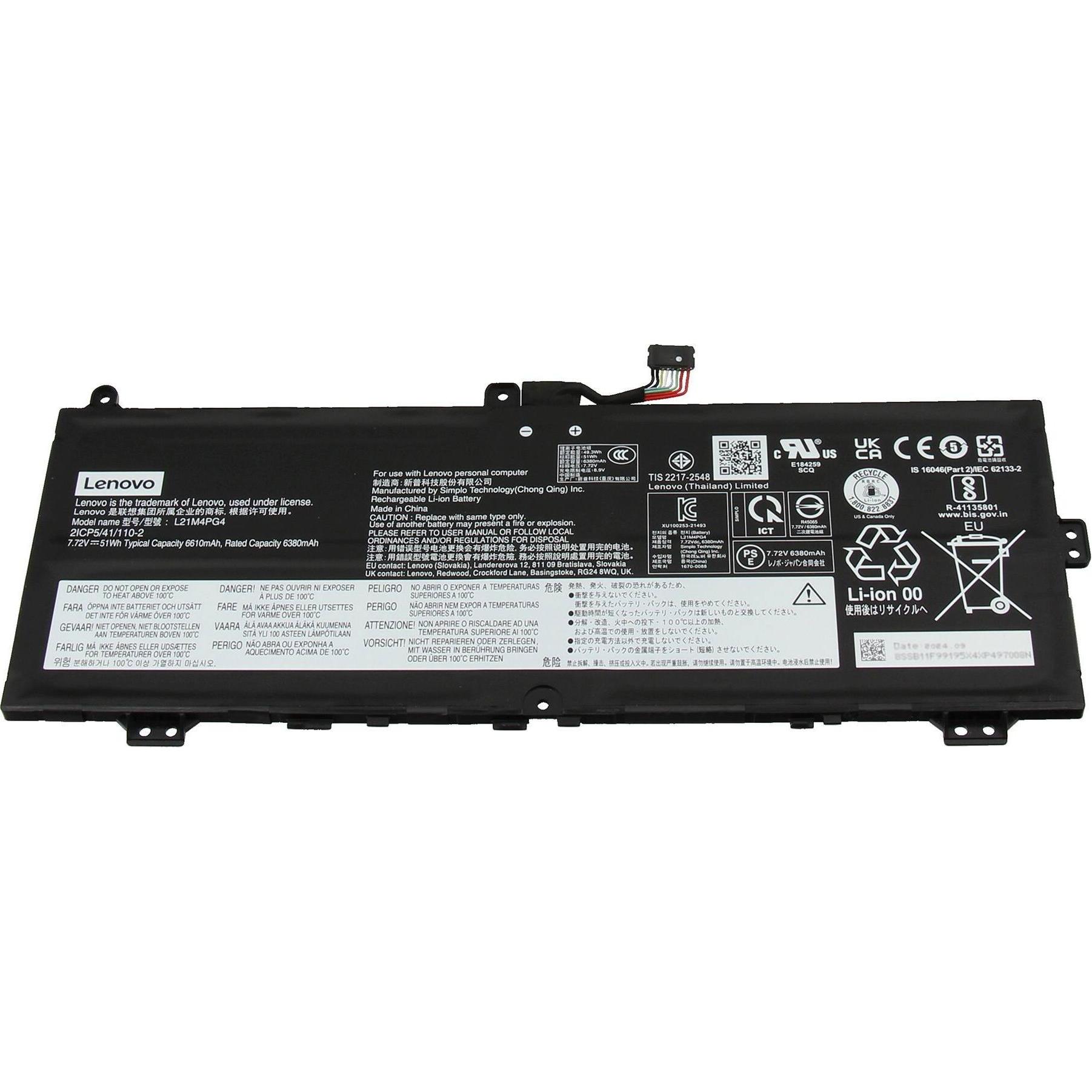 Lenovo L21M4PG4 (4 Zellen, 6610 mAh), Notebook Akku