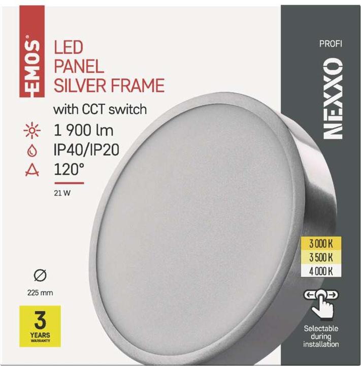 Produktbild Emos LED-Anbauleuchte NEXXO, rund, silber, 21W, mit Change CCT (1900 lm)