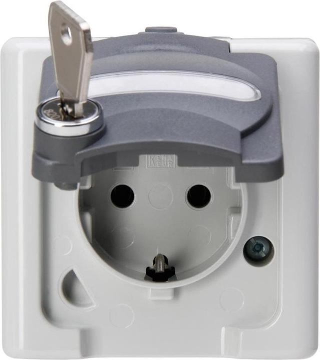 Actual product image Kopp BLUE ELECTRIC - Socket outlet with earthing contact, hinged cover and safety lock