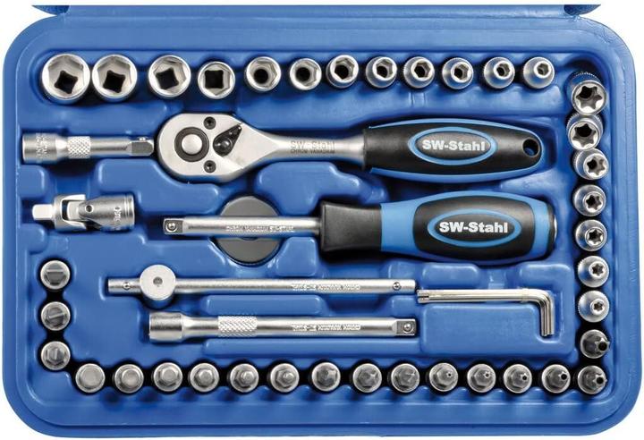 Immagine prodotto SW-Stahl 06447L Set di chiavi a bussola 1/4 di pollice da 46 pezzi I Scatola di cricchetti I Scatola di