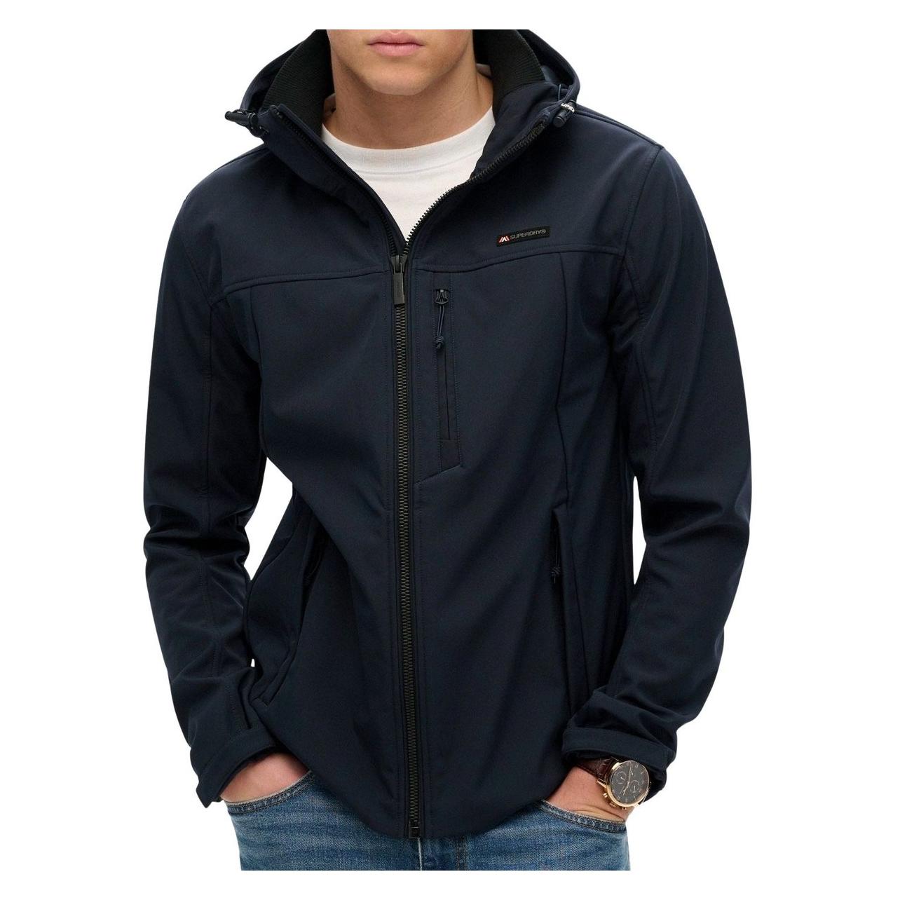 Superdry, Mannen, Outdoor Jassen, Hooded Soft Shell Trekker Jkt Heren Jas (Xxl), Blauw, Xxl
