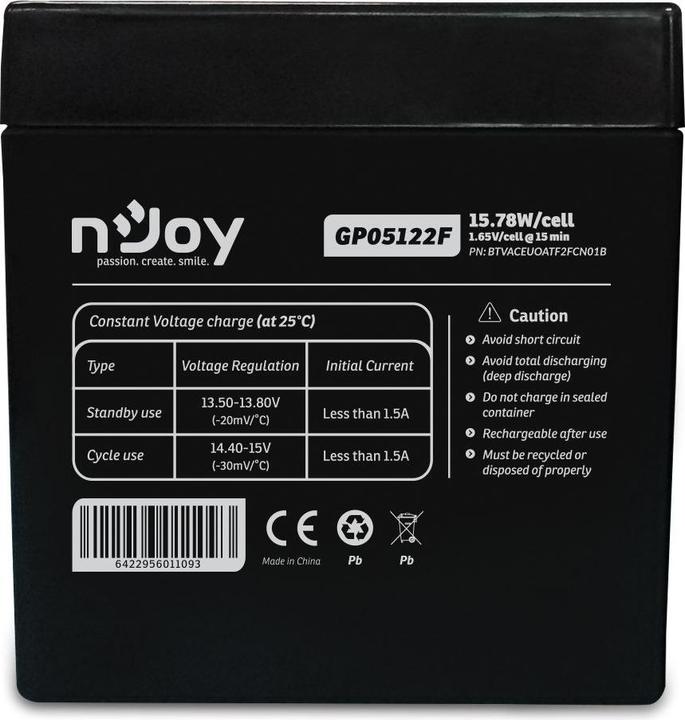 Produktbild Njoy 12 V/5AH Ununterbrochener Akku 1PCS/Paket (1 Stk.)