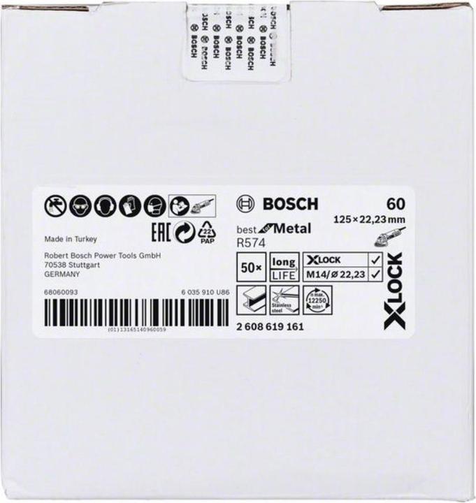 Productafbeelding Bosch Professional Zubehör Ø 125 mm X-LOCK vezelschijf korrel 60 R574 Beste voor metaal (60)