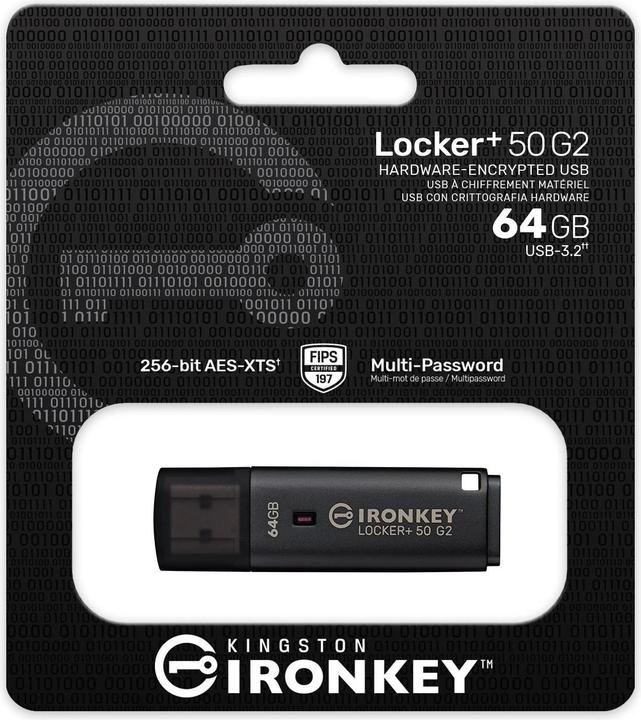 Produktbild Kingston IronKey Locker+ 50 G2/64GB/USB 3.2 Gen 1 (5Gb/s)/USB-A/Černá (64 GB, USB-A)