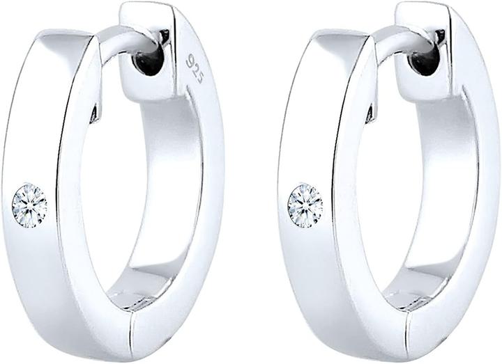 Diamore Jewellery set womens heart necklace and hoop earrings with diamond 006 ct of 925 sterling silver (925 Sterling Silber)