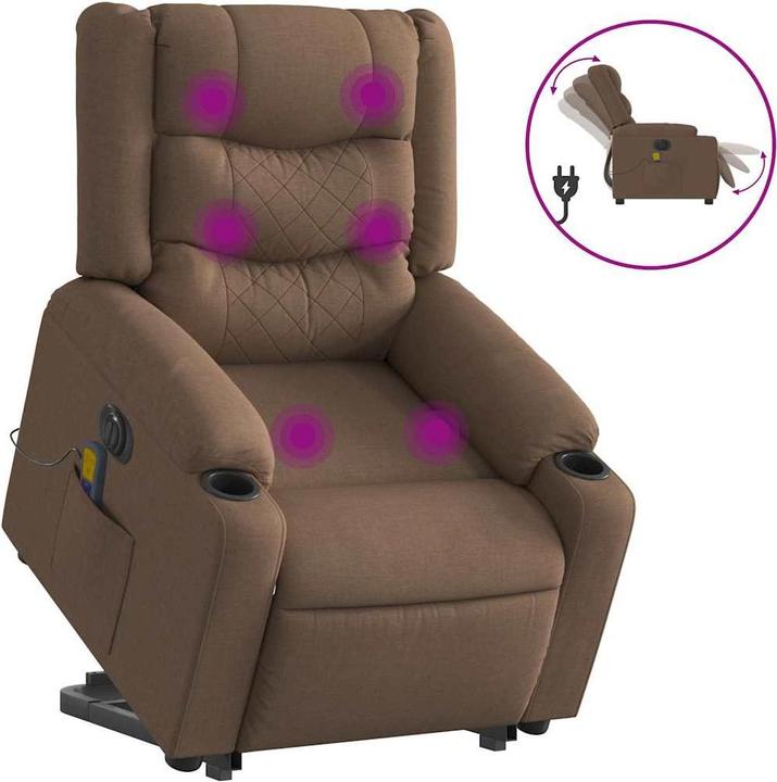Immagine prodotto VidaXL Poltrona massaggiante elettrica con ausilio per l'assistenza in piedi in tessuto marrone