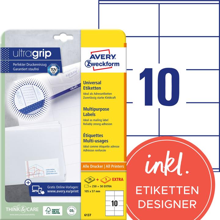 Actual product image Avery Universal labels