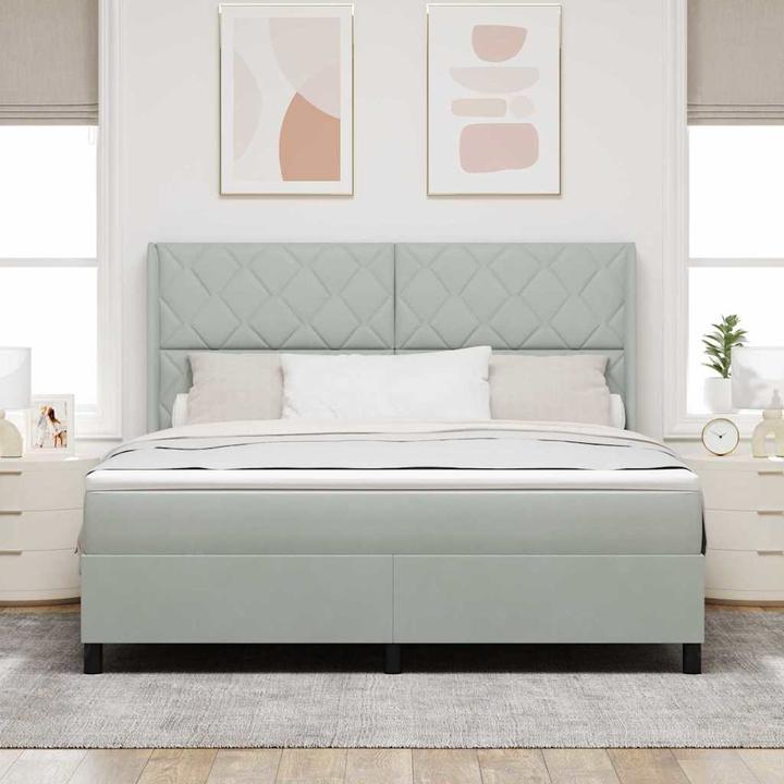 Image du produit vidaXL Boxspringbett Mit Matratze & Led Samt Hellgrau (180 x 200 cm)