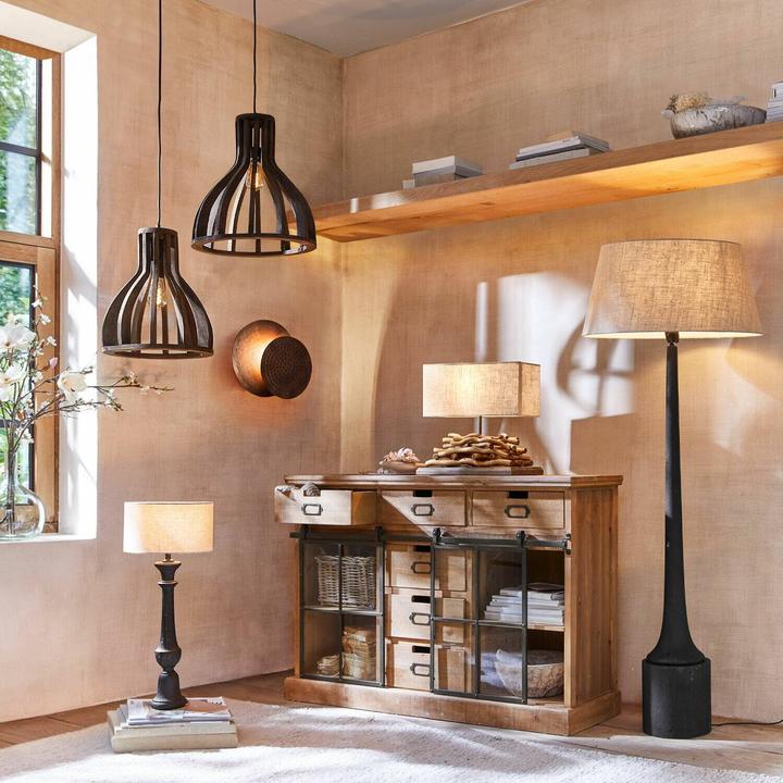 Image du produit Loberon Lampe de table Caribou lin/marron (E27)