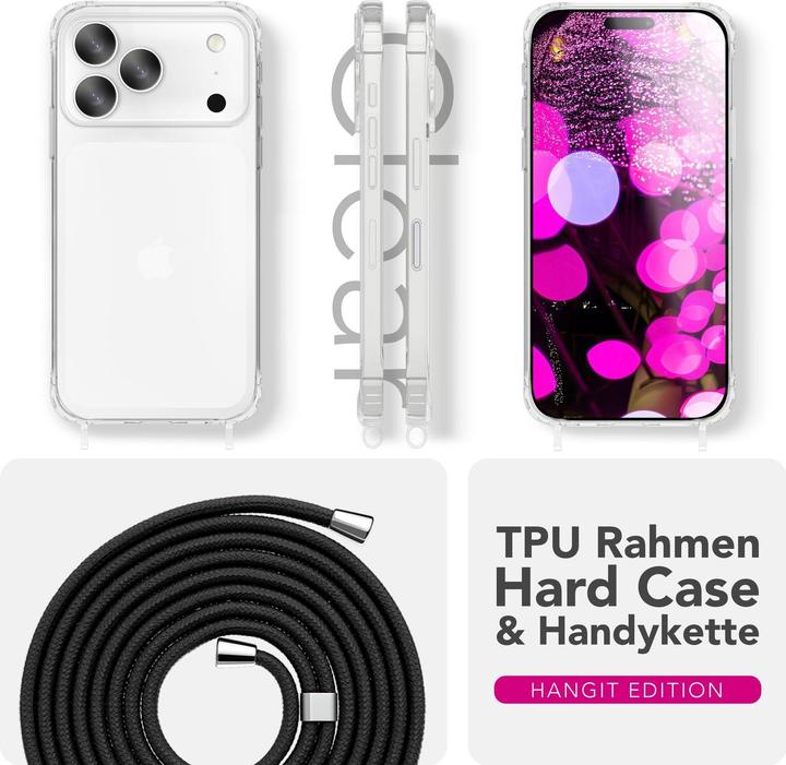 Produktbild Nalia Cover "Hangit" - Klare Hülle mit Band zum Umhängen, 160cm Handy Kette - Wearable Phone Case