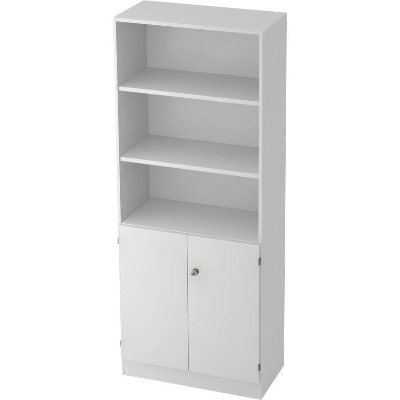 Hammerbacher, Aktenschrank, Regal 5OH, 2OH Türen,SO-Bl. SG Grau/Grau (80 x 42 x 200 cm)