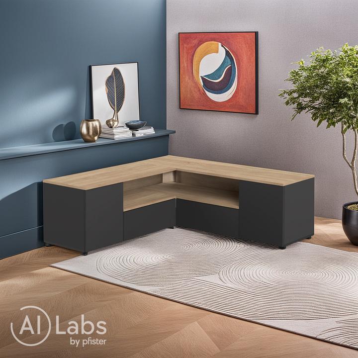 Actual product image Temahome Angle TV Stand black and oak (40 x 46 cm)