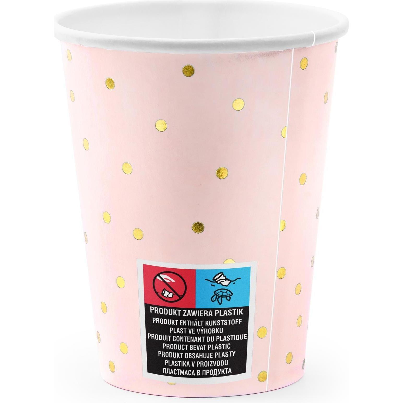 Thumbnail - Partydeco, Einweggeschirr, Becher Dots, hellrosa, 260ml Einheitsgrösse (6 x)