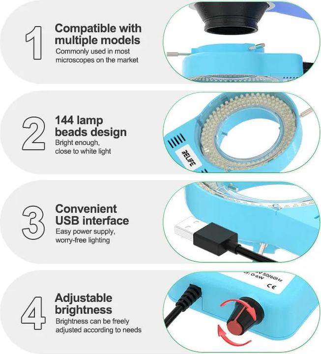 Immagine prodotto Relife Microscope USB LED Light RL-033M, Blue