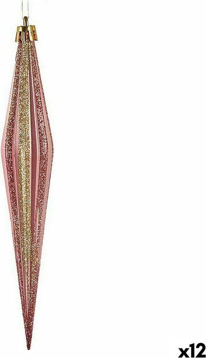 Krist+ Christmas Decorations Set Streched Pink Golden PVC 3 x 3 x 18,5 cm (12 Units) (12-teilig)