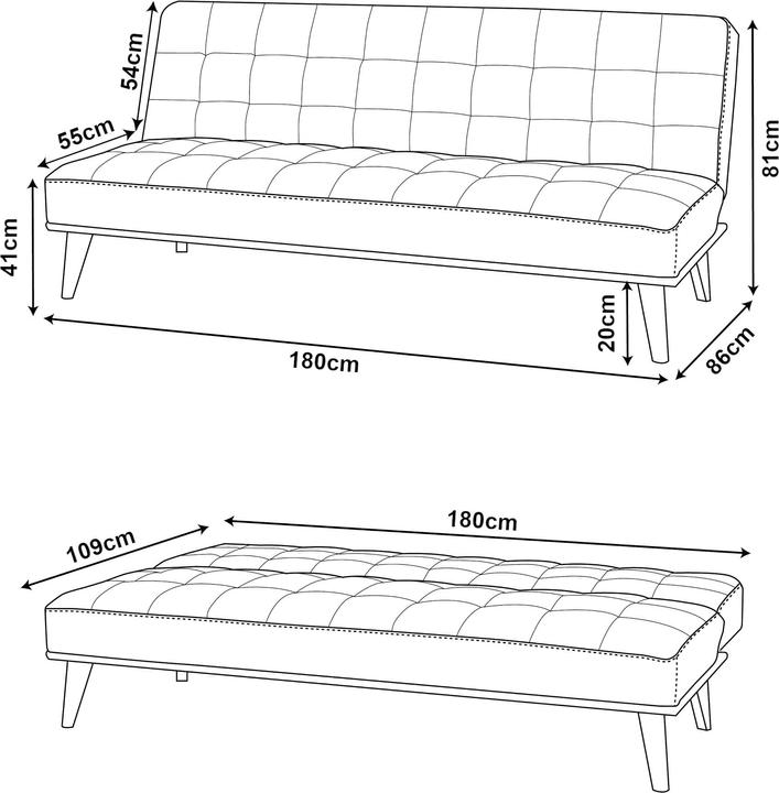 Produktbild En.Casa Schlafsofa Pukkila 180x86x81 cm Textil Dunkelblau (3-Sitzer)