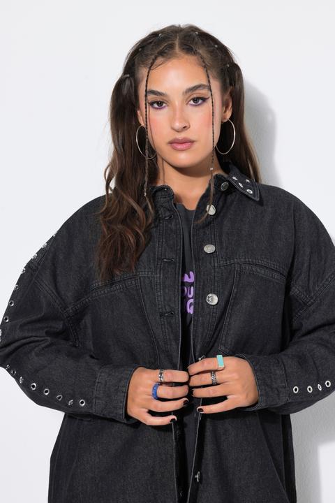 Actual product image Studio Untold Denim shirt, oversize shape, decorative eyelets (58)