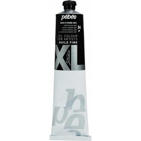 Pebeo, Künstlerfarbe + Bastelfarbe, XL Feine Ölfarben (Elfenbeinschwarz Imit., 200 ml)