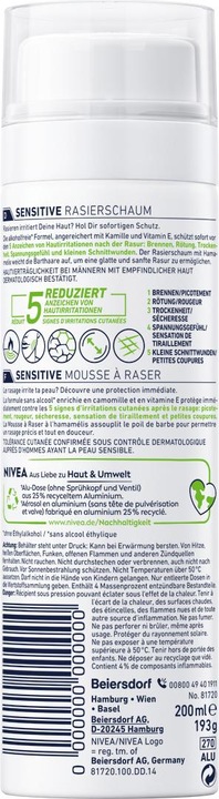 Actual product image NIVEA Sensitive Rasierschaum DUO (400 ml, Shaving cream)