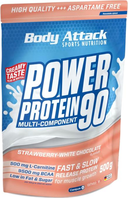 Actual product image Body Attack New Power Protein 90 (500g bag) (Strawberry, White chocolate, 1 x, 500 g)
