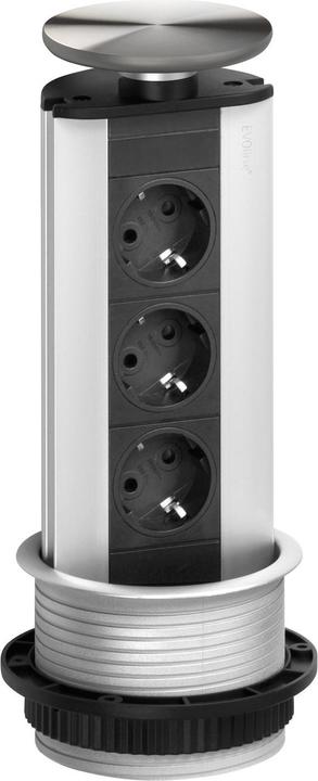 Produktbild Evoline Steckdosenleiste Port 3x Schuko Wippdeckel Edelstahl (3x, CEE 7/3, 2.50 m)