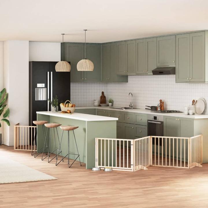 Produktbild vidaXL Hundetor mit Tür Absperrgitter Hunde Schutzgitter Faltbar 12-tlg. Holz (60 cm)