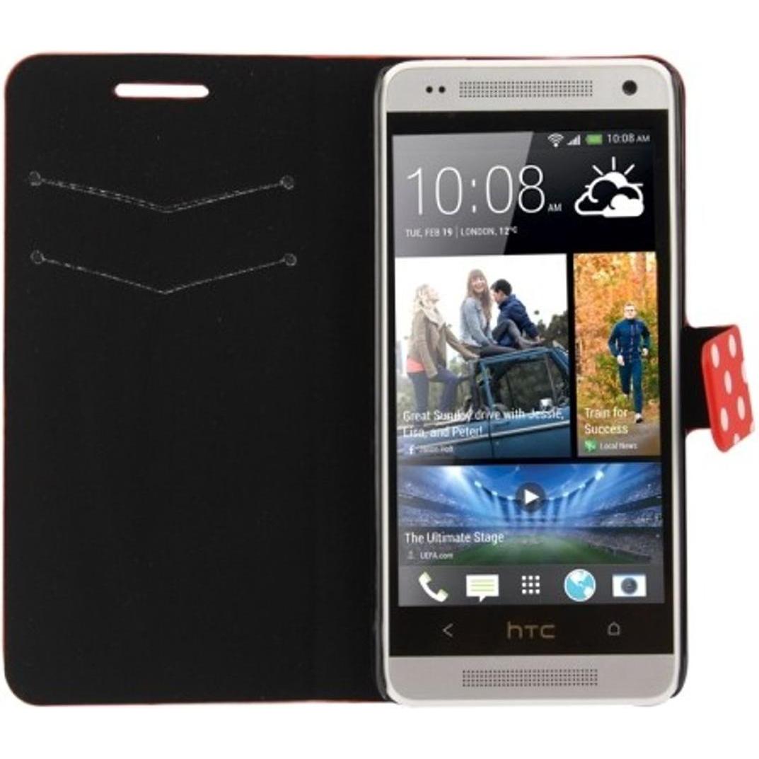 König Design Schutzhülle Handytasche (Flip Quer) für Handy HTC One mini M4 Rot / Weiss (HTC One Mini), Smartphone Hülle,...
