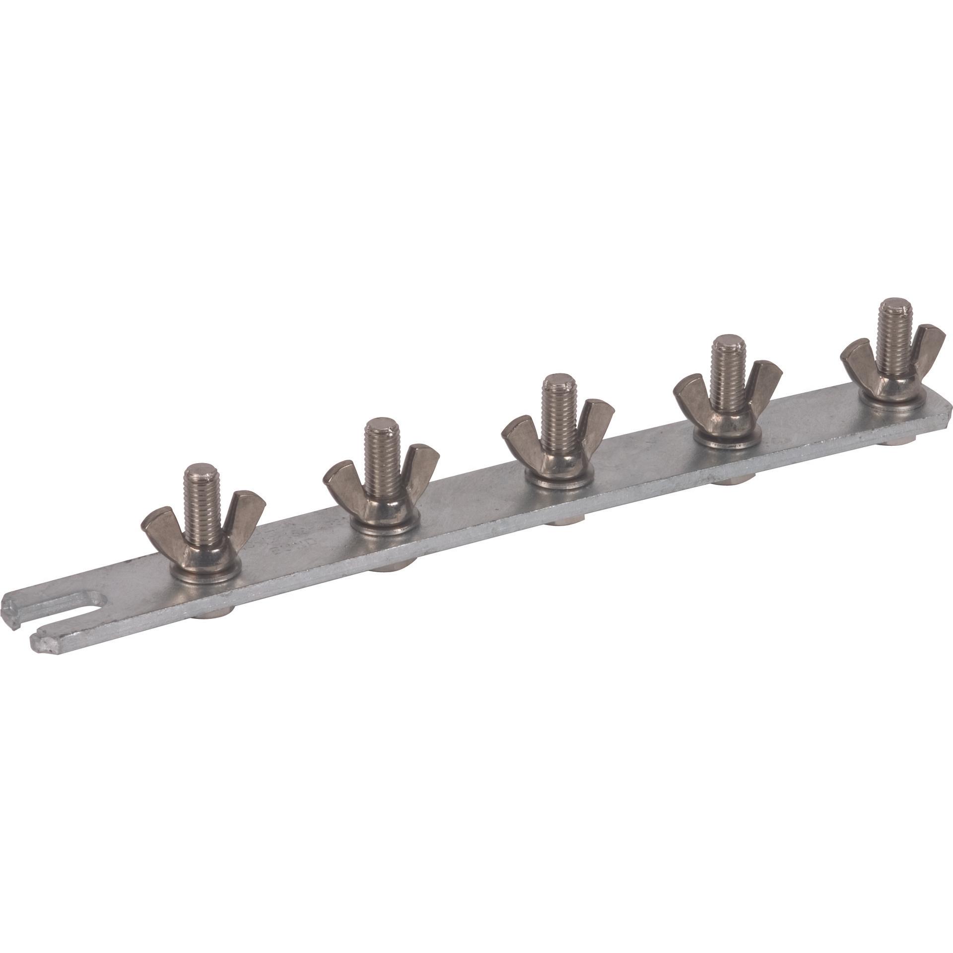 Dehn 466192 Barra di messa a terra St/tZn L 290mm f. 5 fili di messa a terra con viti M10x35, Accessori di elettronica + Alloggiamento, Argento