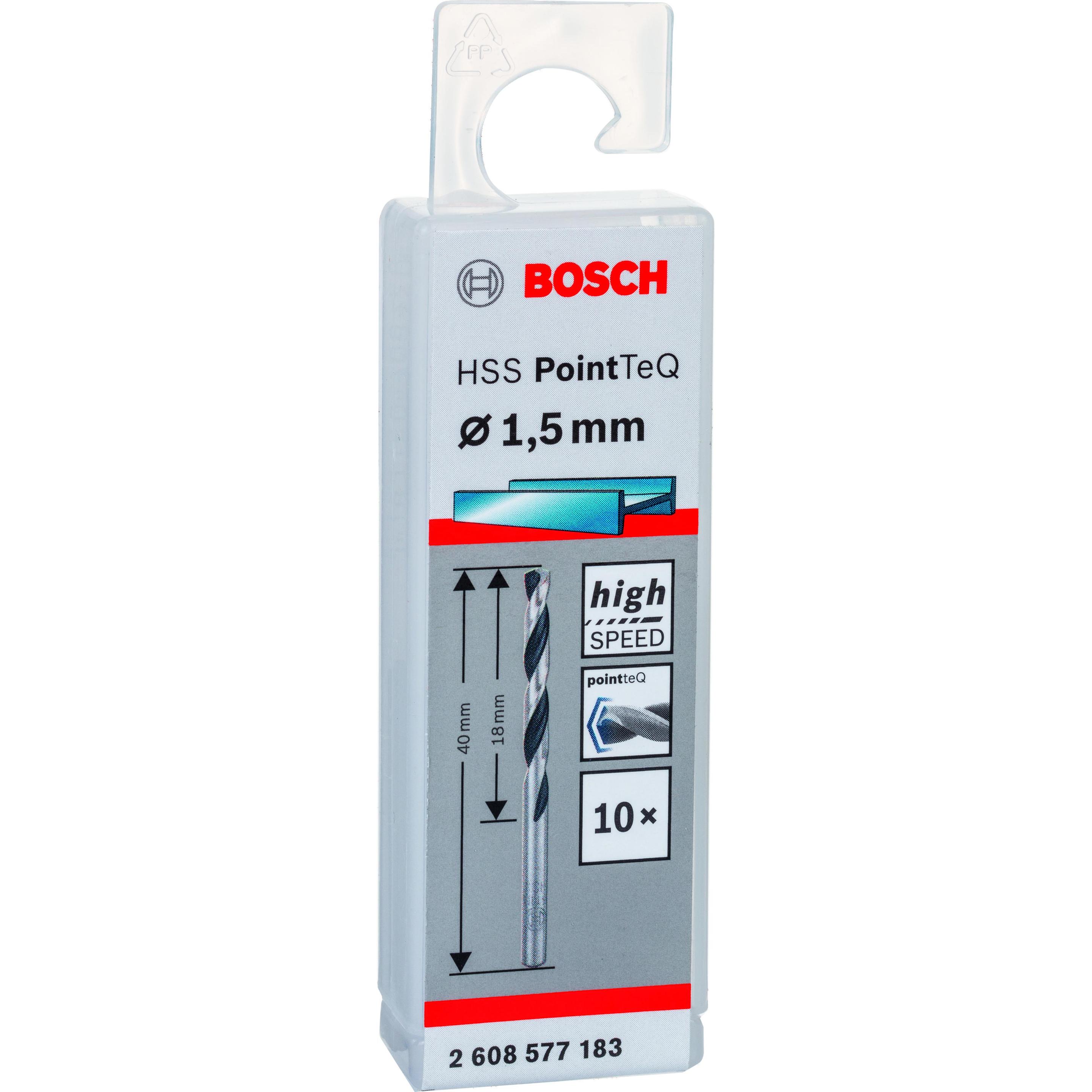 Thumbnail - Bosch Professional Zubehör, Bohrereinsatz, Metallspiralbohrer HSS PointTeQ, DIN 338, 1,5 mm, 10er-Pack (1.5 mm)