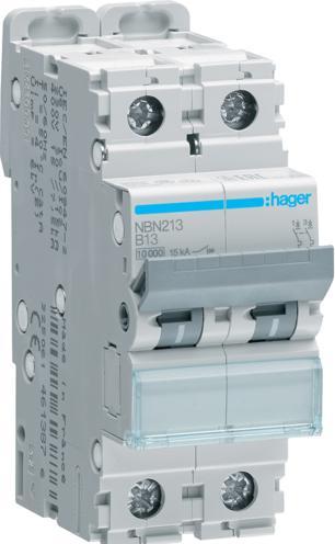 Produktbild Hager HAG NBN213 LS-Schalter 2P 10kA B-13A 2M