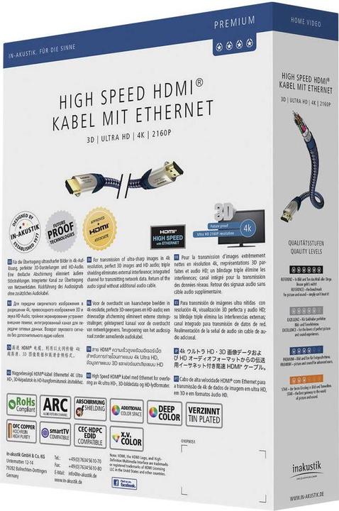 Actual product image Inakustik HDMI (Typ A) — HDMI (Typ A) (10 m, HDMI, 2.0b)
