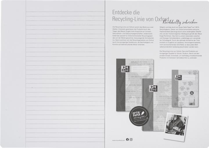 Produktbild Oxford Recycling Schulheft, A4, Lineatur 25 (A4, Liniert, Kein Einband)