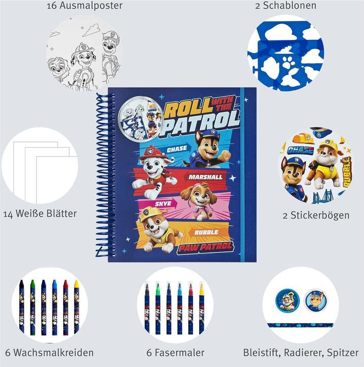 Produktbild Undercover Paw Patrol Schablonen- und Malset - 49-teilig.