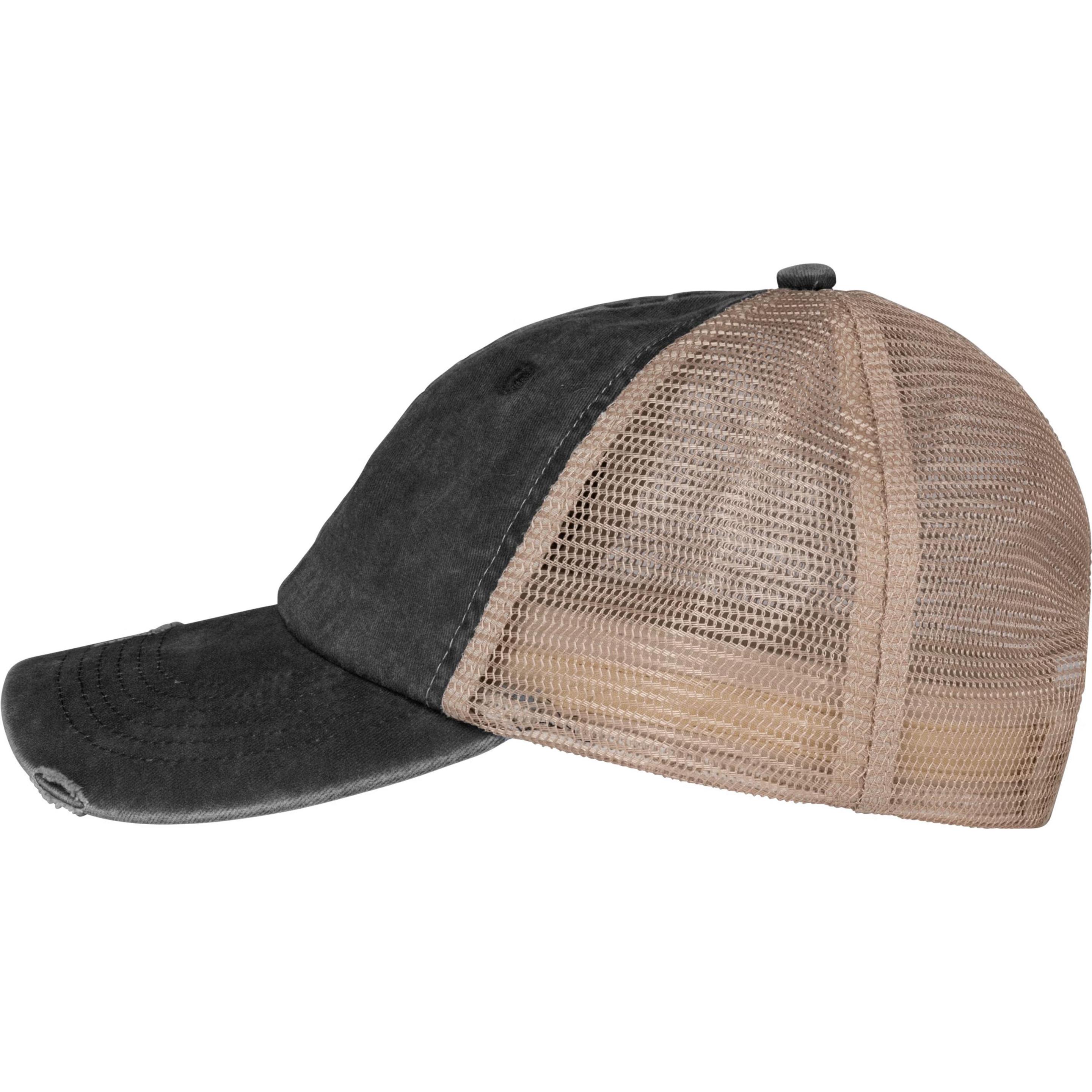 Native Spirit, Cap, Umweltfreundliche Trucker Cap mit Zerrissenem Effekt, Beige, Schwarz, (One Size)