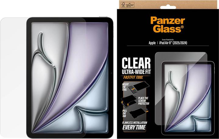 Produktbild PanzerGlass Screen Protector iPad Air 11" (2024-2025) Ultra-Wide Fit (1 Stk., Apple iPad Air 11 2024, Apple iPad Air 11 2025)