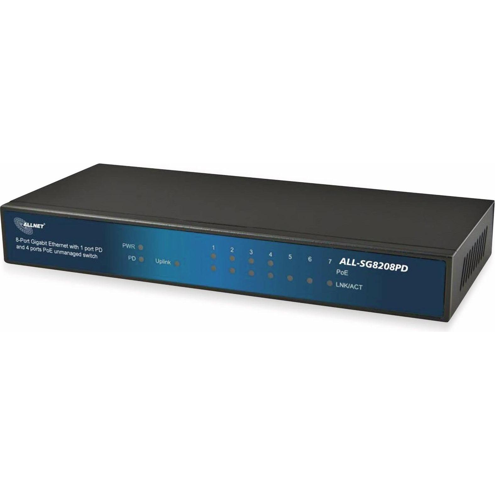 Allnet ALL-SG8208PD (8 Ports), Netzwerk Switch, Schwarz