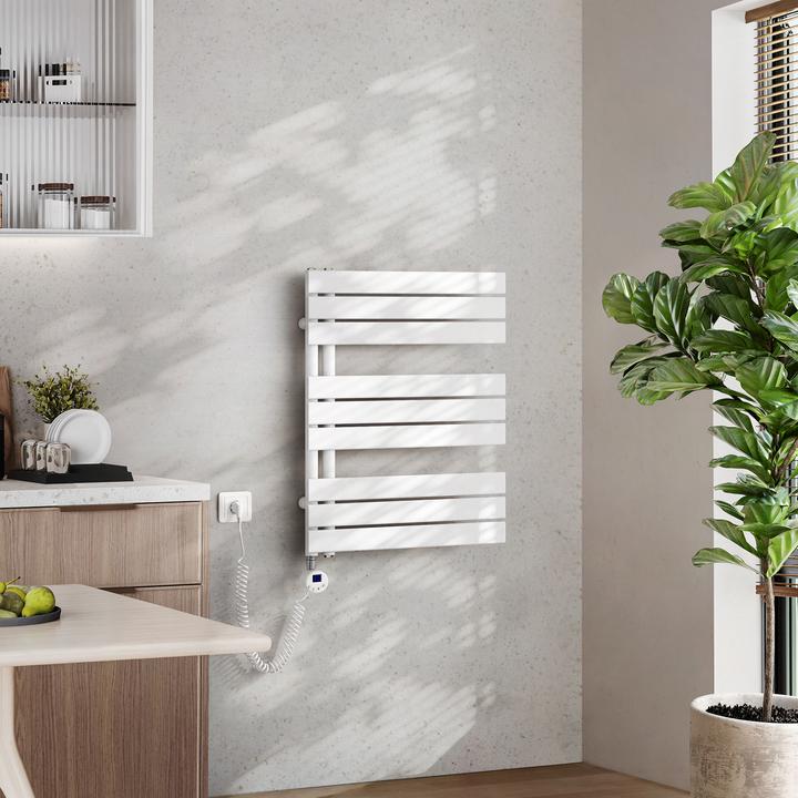 Produktbild Emke Elektrischer Handtuchwärmer mit Heizstab und Timer, Weiss 762x600mm 400W (400 W)