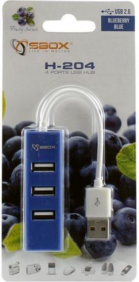 Image du produit Sbox H-204 USB 4 ports USB HUB blueberry blue (USB-A, 4 ports)