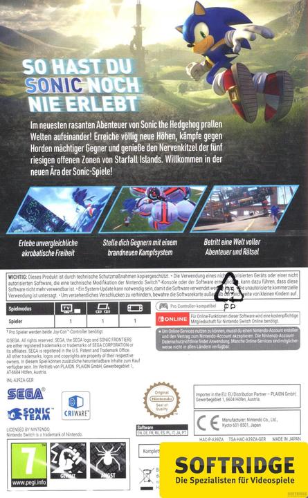 Image du produit Sega Sonic Frontiers - Day One Edition (Switch, DE)