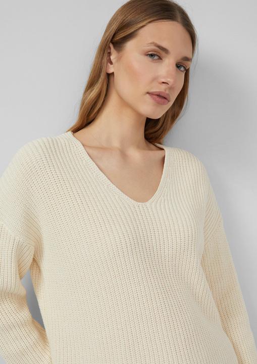 Produktbild s.Oliver Strickpullover Grobstrickpullover mit V-Ausschnitt im Relaxed Fit (38)
