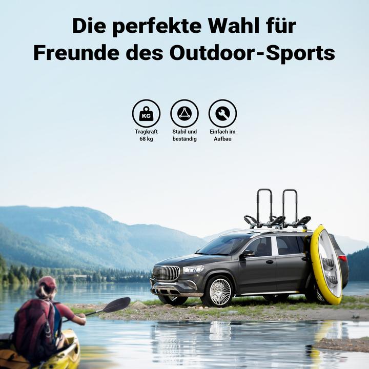 Immagine prodotto Wiltec Portapacchi per Kayak 2 pezzi pieghevoli a J in alluminio per auto Kayak Canoa incl. cinghie di