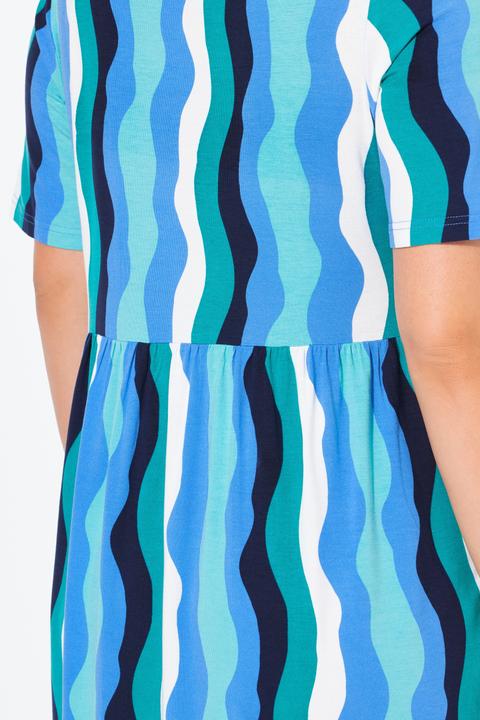 Produktbild Ulla Popken Midikleid, Wellenmuster, A-Linie, V-Ausschnitt, Halbarm (46, 48)