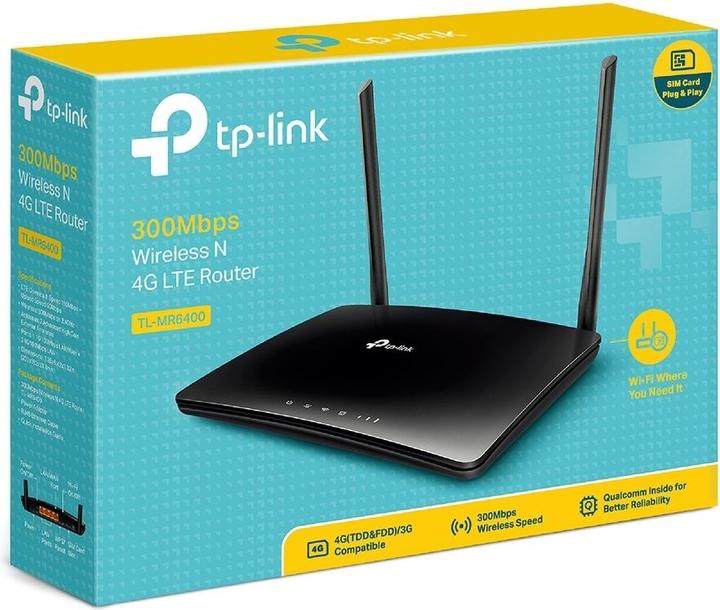 Produktbild TP-Link TL-MR6400 300MBit/s WLAN N 4G LTE Router 3x LAN 1x LAN/WAN 1x Nano SIM-Karten Slot