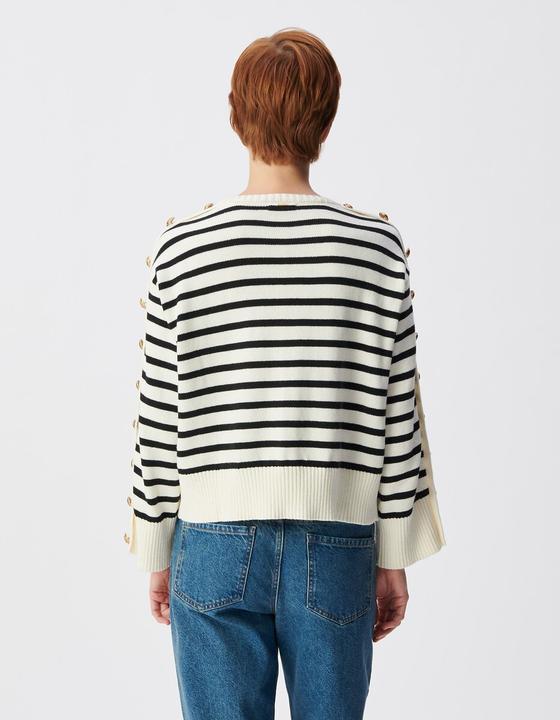 Produktbild Ikks Marinière-Pullover mit Rundhalsausschnitt und Knöpfen an den Ärmeln (L)