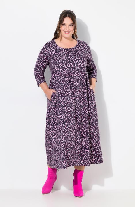 Produktbild Ulla Popken Jerseykleid, A-Linie, V-Ausschnitt, 3/4-Arm, Taschen (62)
