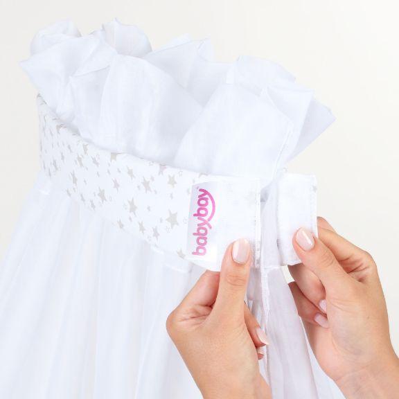 Actual product image Tobi babybay canopy white/ stars pearl grey