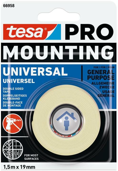 Actual product image tesa PRO Mounting UNIVERSAL mounting tape, double-sided, self-adhesive (19 mm)