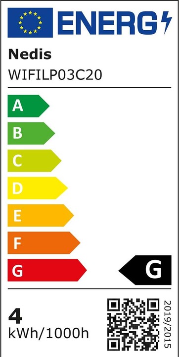 Label énergétique Nedis SmartLife Décoratif LED Wi-Fi RGB 20 LED"s 10 m Android™ / IOS (10 m)