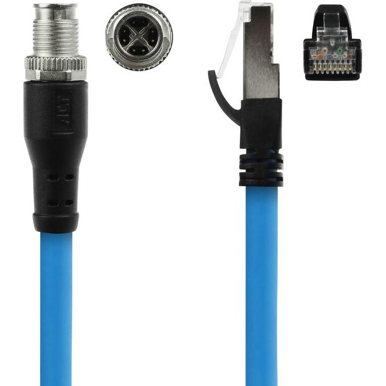 Thumbnail - ACT Industrial 1.50 meters Sensor cable M12X 8-pin male chassis to RJ45, Superflex SF/UTP TPE cable, shi, Elektronikkabe...