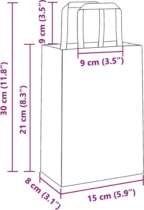 Actual product image vidaXL Kraft paper bags 50 pcs. with handle black 21x11x36 cm paper bag (Gift bag, 50 x)